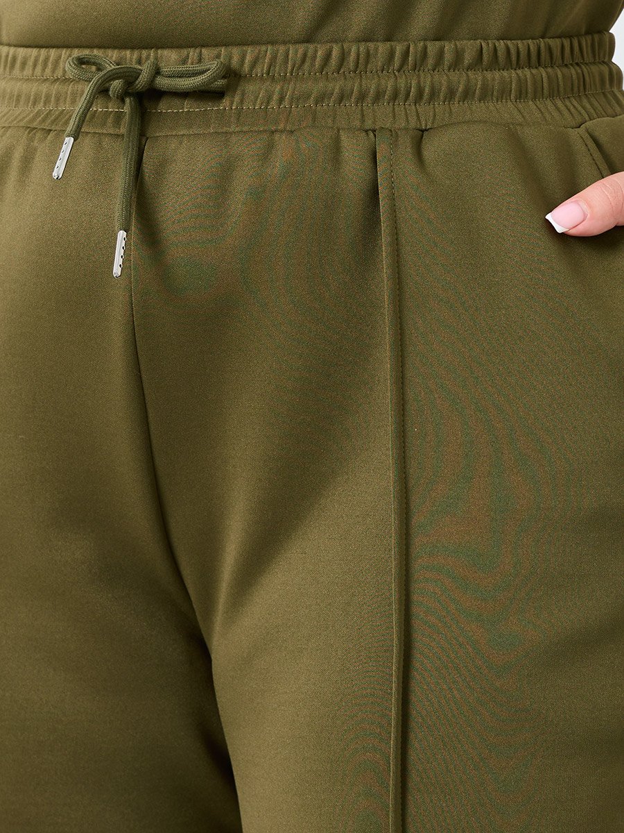 Plus Size Khaki Wide Leg Joggers