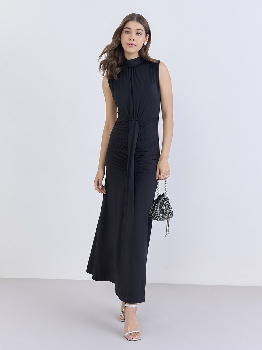 Women Black Sleeveless Maxi Dress