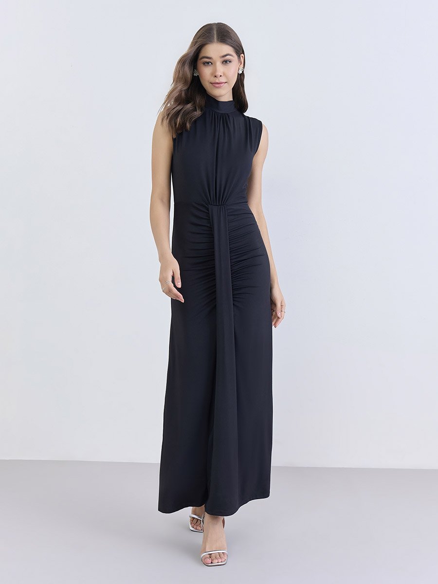 Women Black Sleeveless Maxi Dress