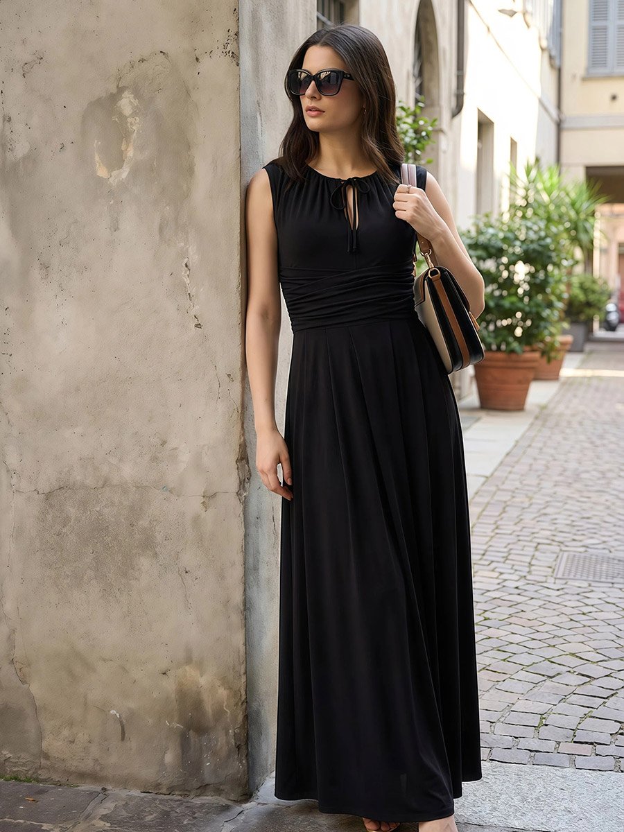 Women Black Sleeveless Maxi Dress