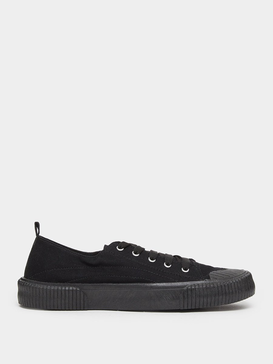 Men Black Canvas Lace Up Sneakers