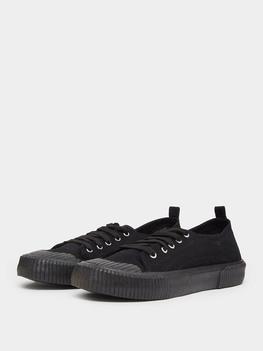 Men Black Canvas Lace Up Sneakers