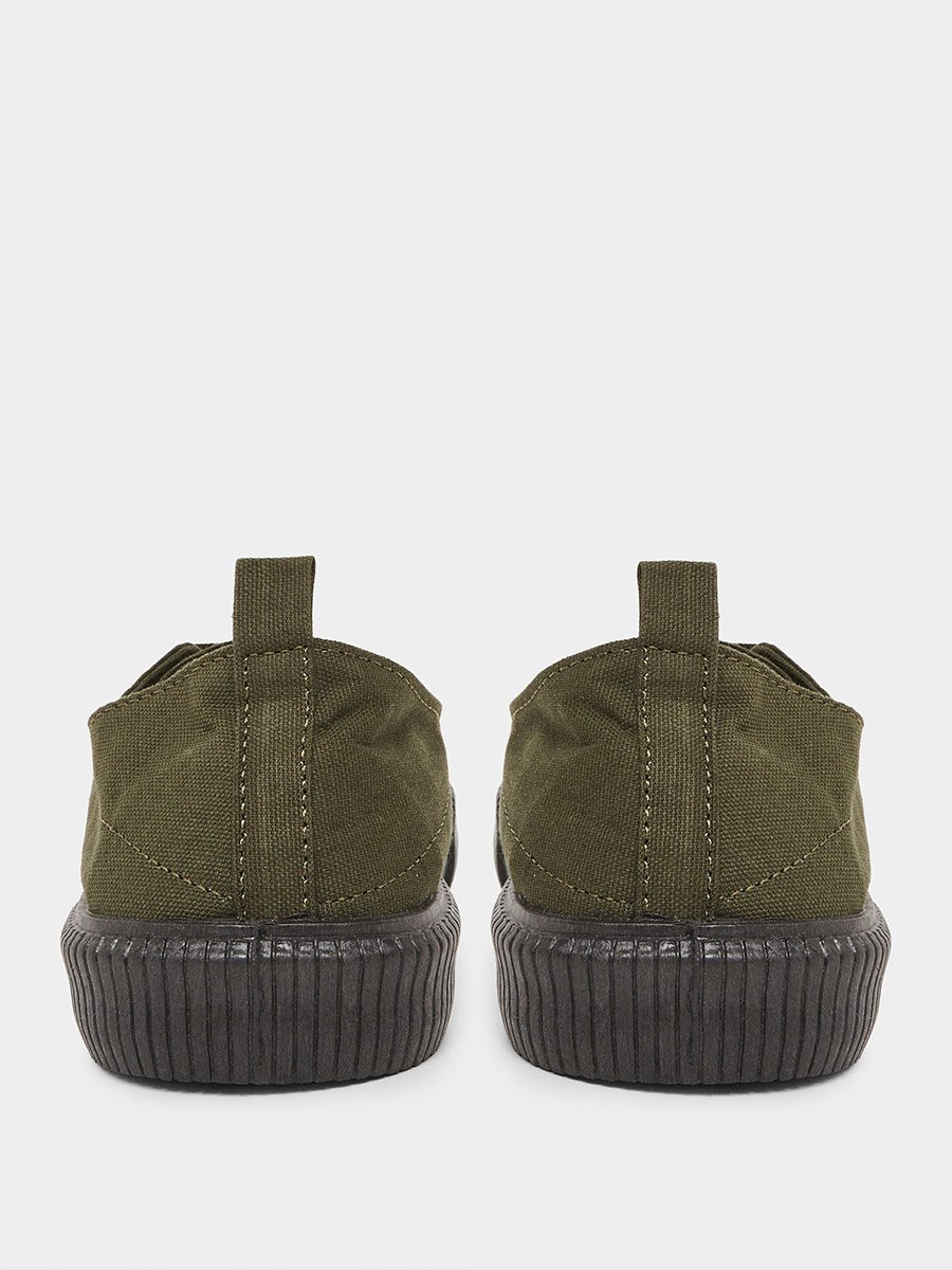 Men Olive Canvas Lace Up Sneakers