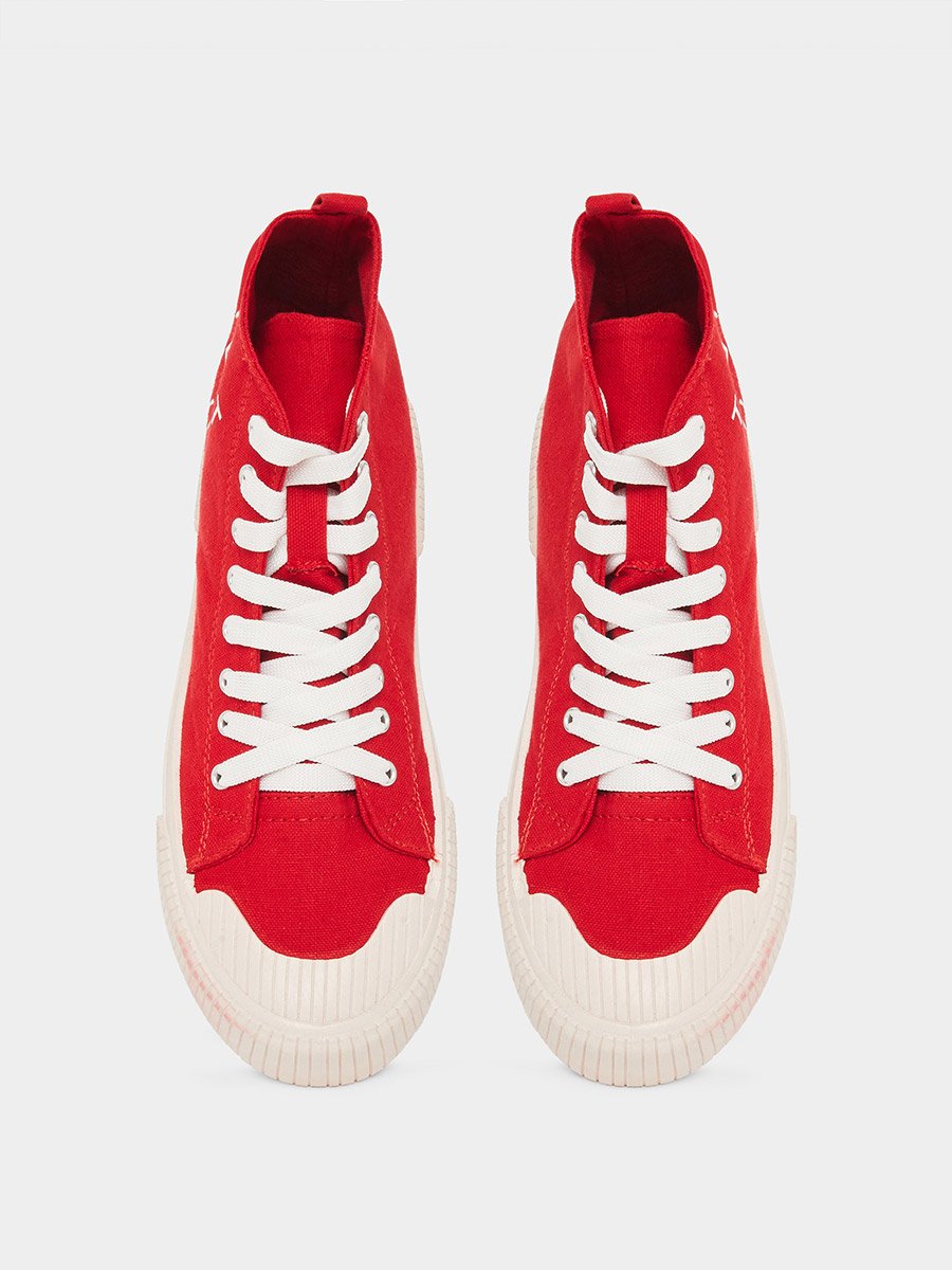 Men High Top Slogan Printed Canvas Sneakers