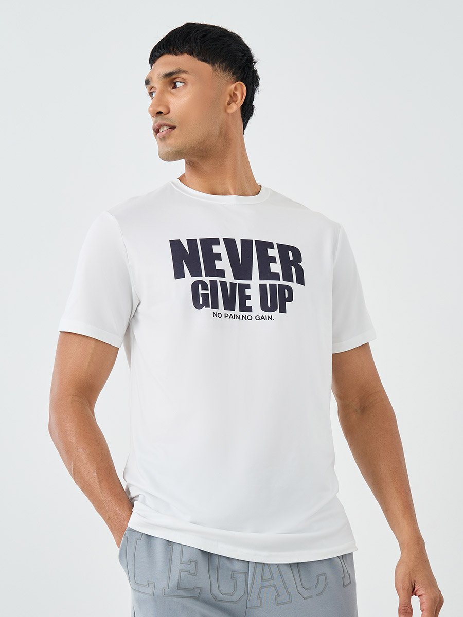Slogan Print Round Neck Short Sleeve T-Shirt