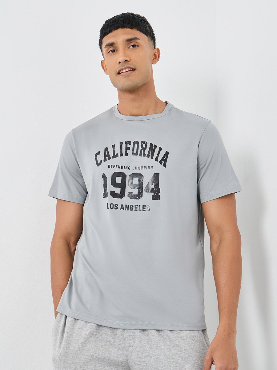 Slogan Print Round Neck Regular Fit T-Shirt