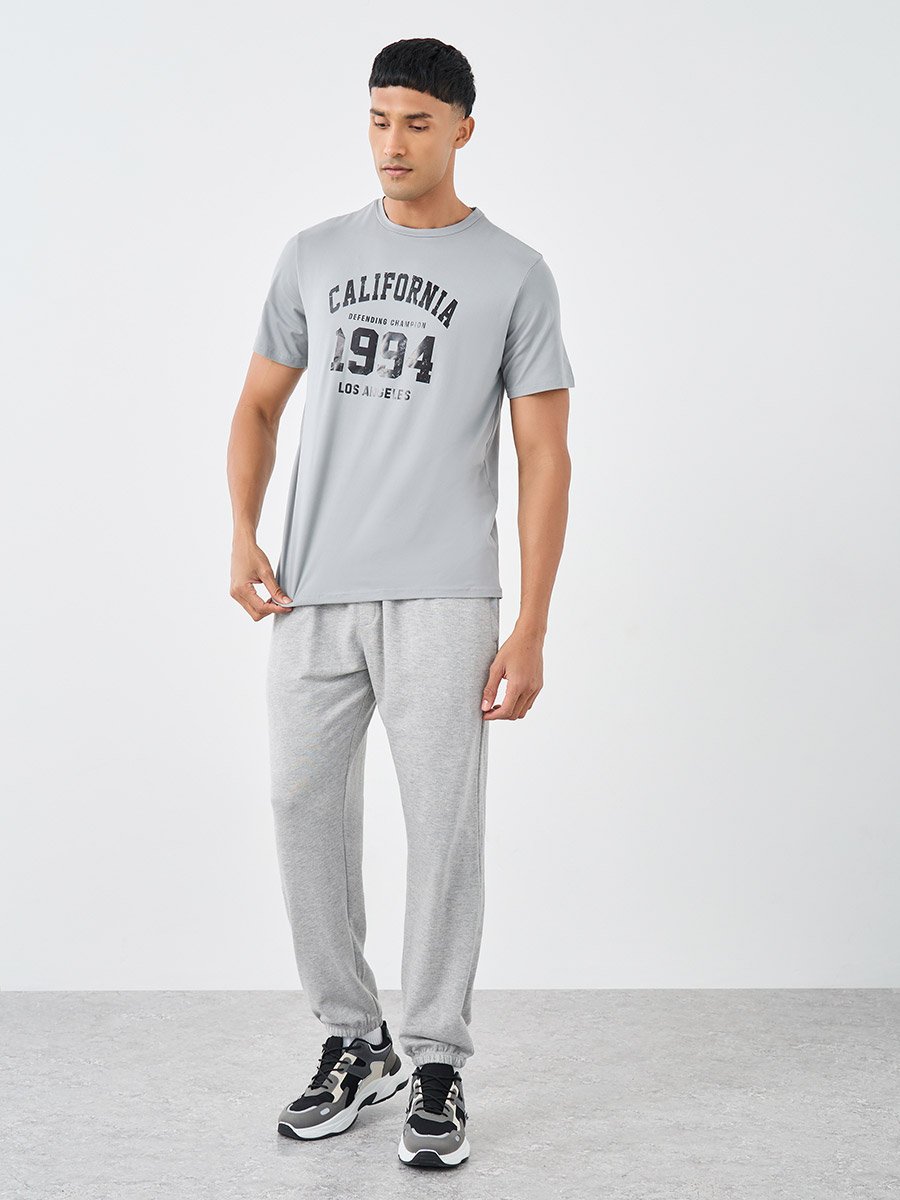Slogan Print Round Neck Regular Fit T-Shirt