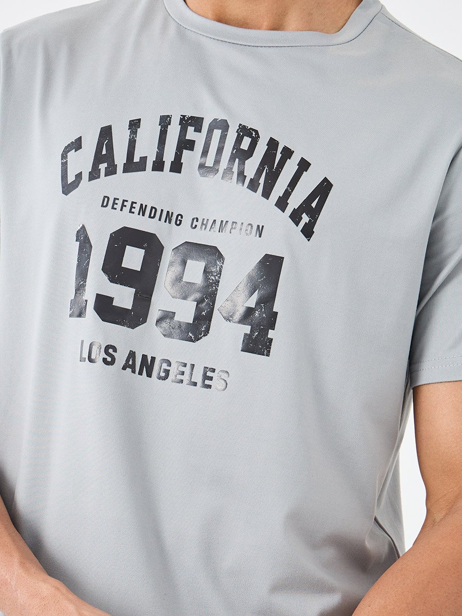 Slogan Print Round Neck Regular Fit T-Shirt