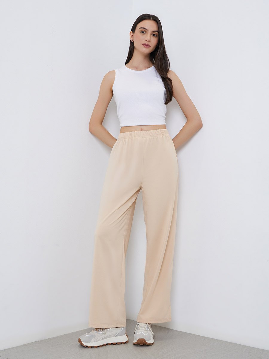 Back Pocket Printed Pants with Elasticated Waistband