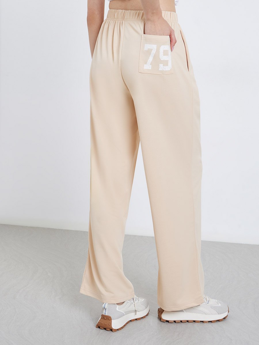 Back Pocket Printed Pants with Elasticated Waistband