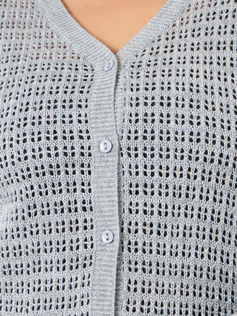 Plus Size Longline Textured Knit Cardigan