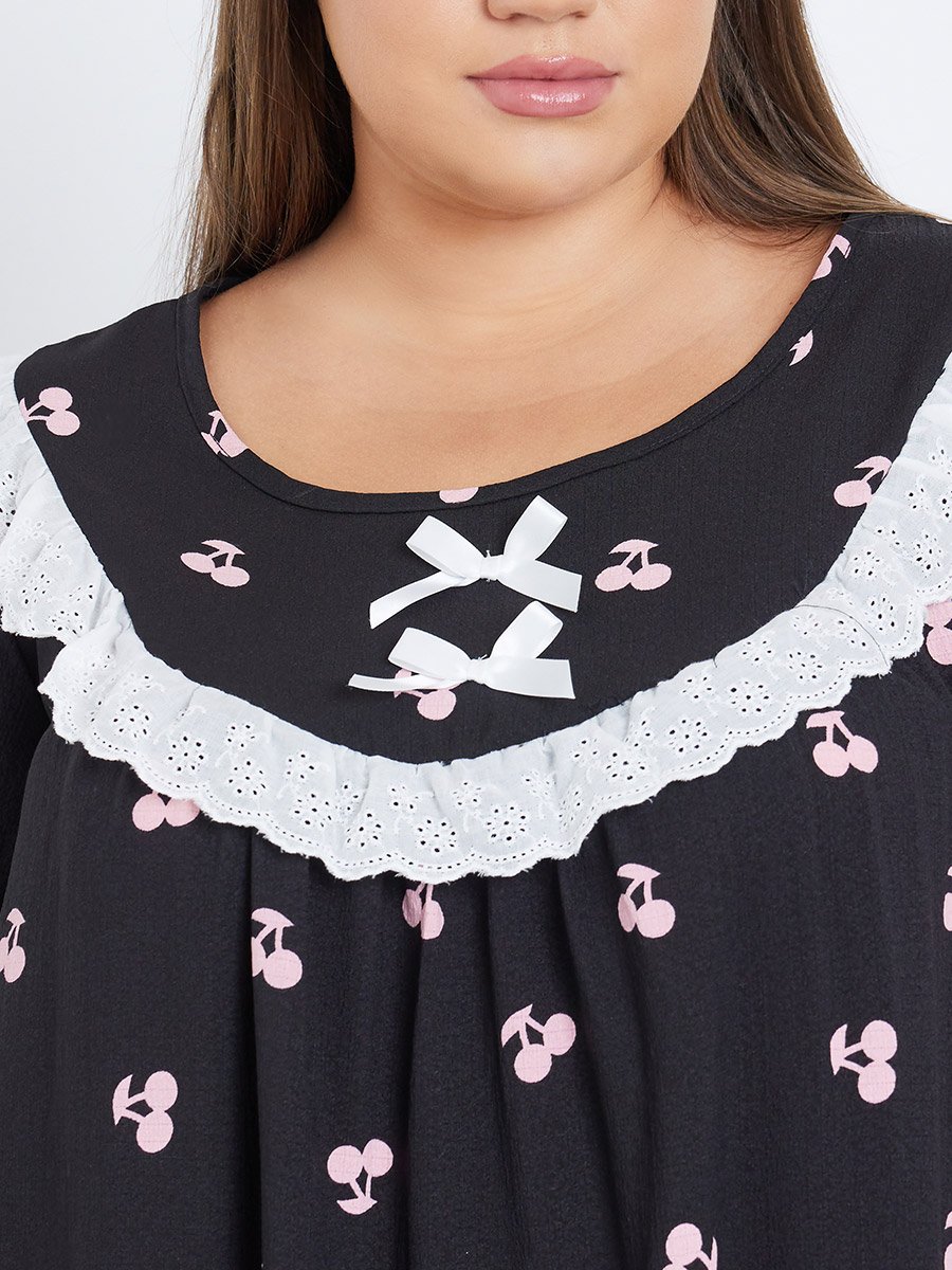 Plus Printed Bow Detail Nightdress