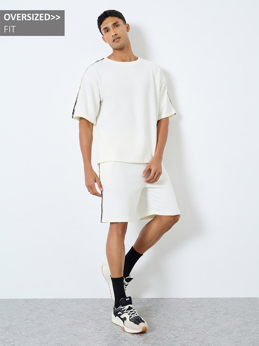 Men Oversized Side Taping T-Shirt and Shorts Co-Ords