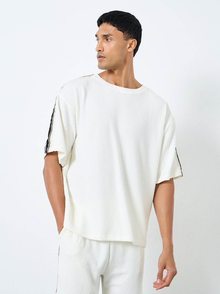 Men Oversized Side Taping T-Shirt and Shorts Co-Ords