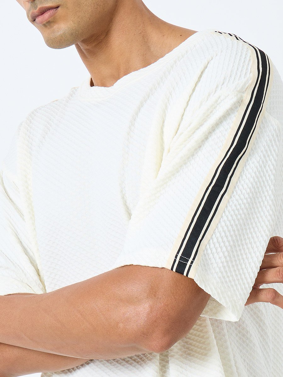 Men Oversized Side Taping T-Shirt and Shorts Co-Ords