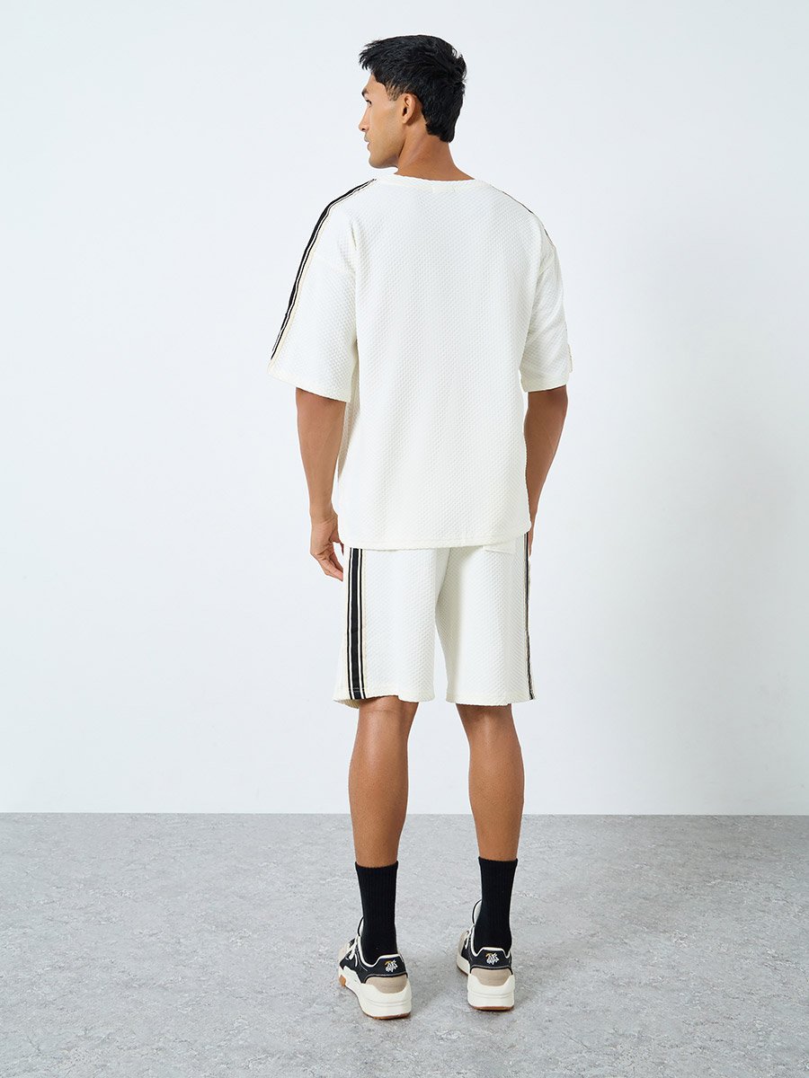 Men Oversized Side Taping T-Shirt and Shorts Co-Ords