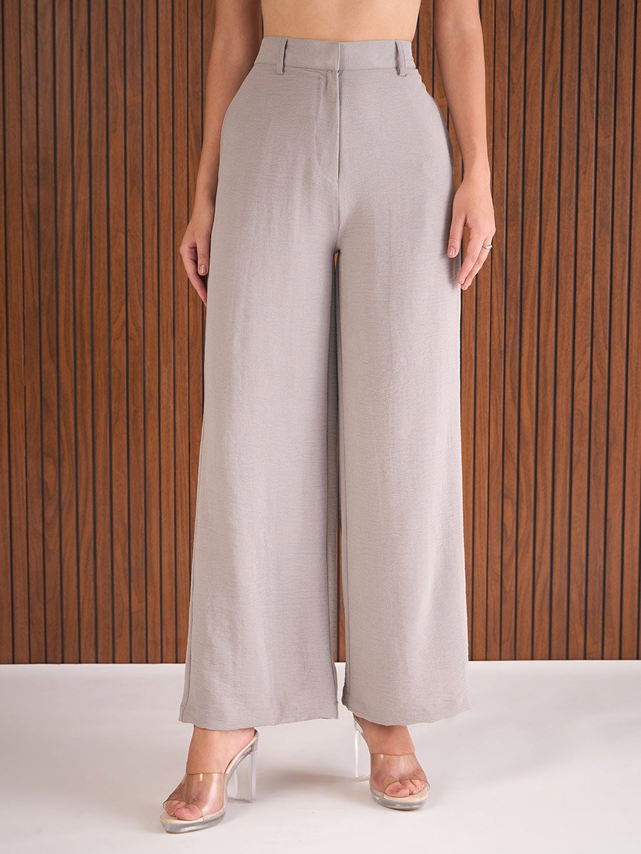 Grey Crop Waistcoat and Straight Pants Co-Ords
