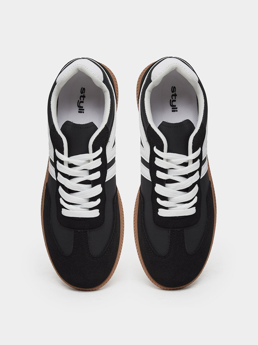 Striped Laced Up Sneakers
