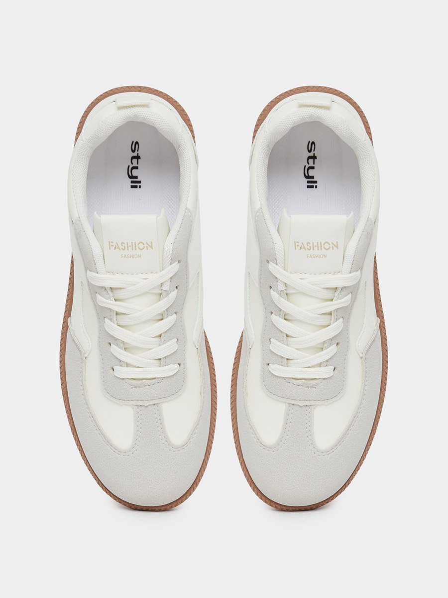 Panelled Laced Up Sneakers