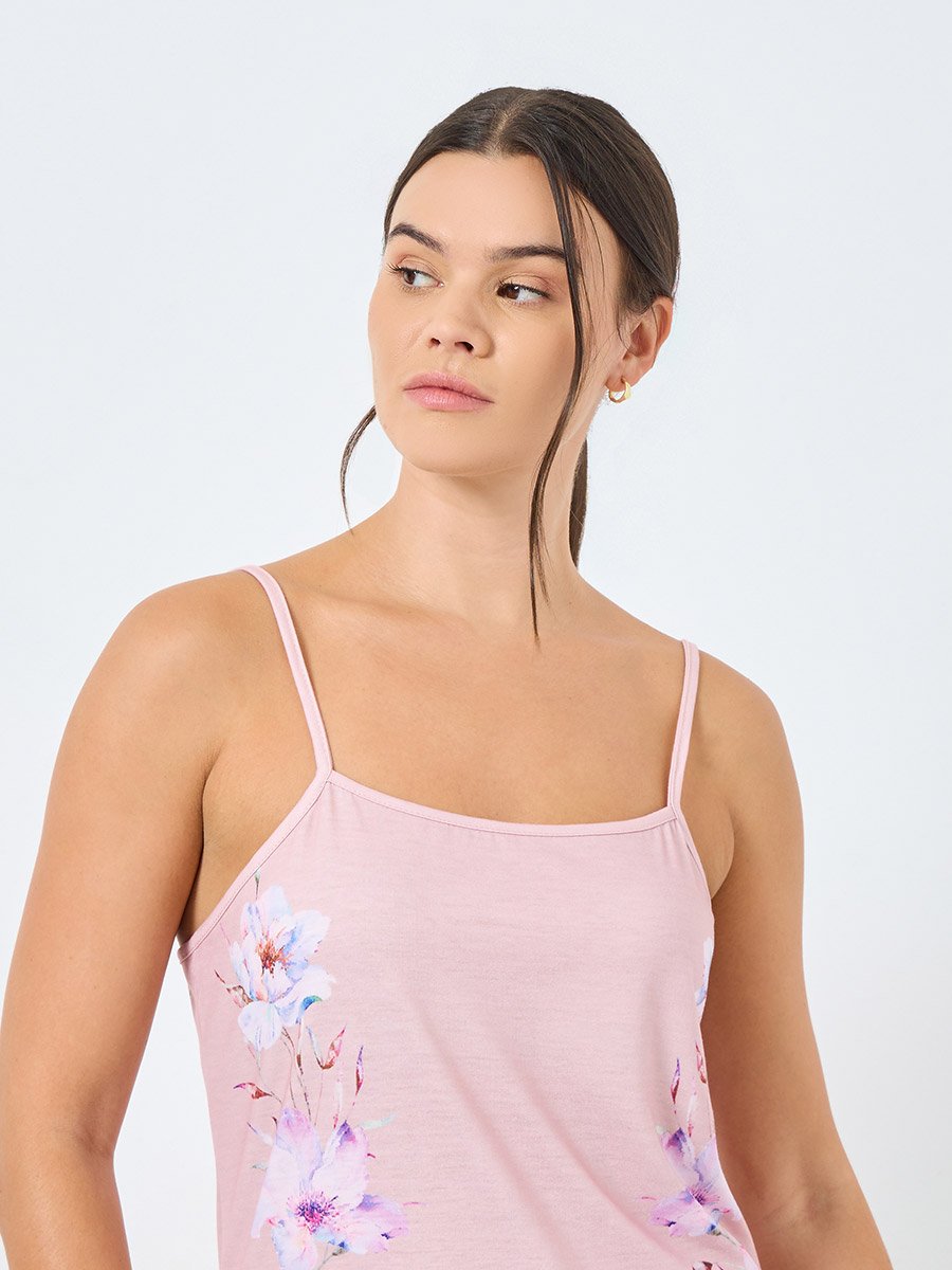 Floral Print Ruffle Hem Slip Dress