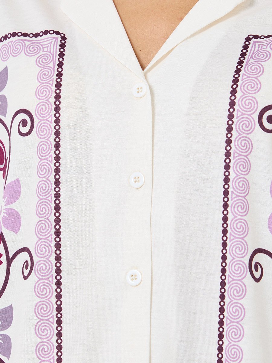 Placement Floral Print Button Through Shirt and Pyjama Set