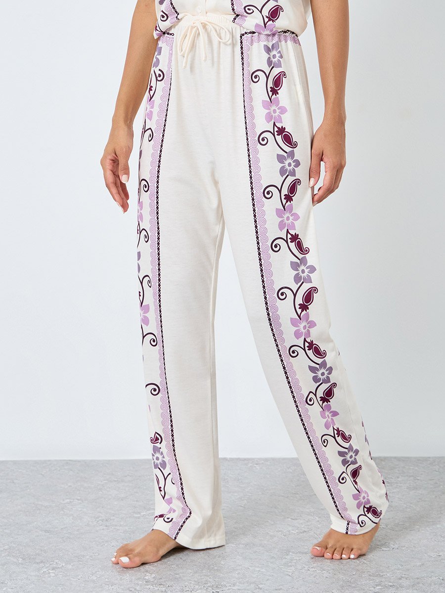 Placement Floral Print Button Through Shirt and Pyjama Set