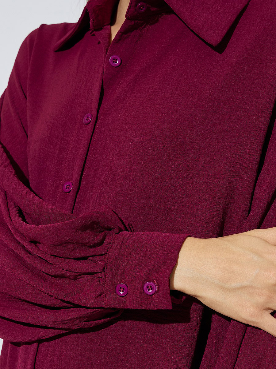 Burgundy Longline Shirt and Wide Leg Co-Ords