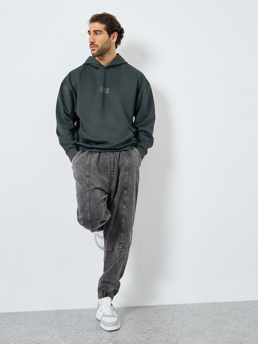 Oversized Front and Back HD Print Scuba Hoodie