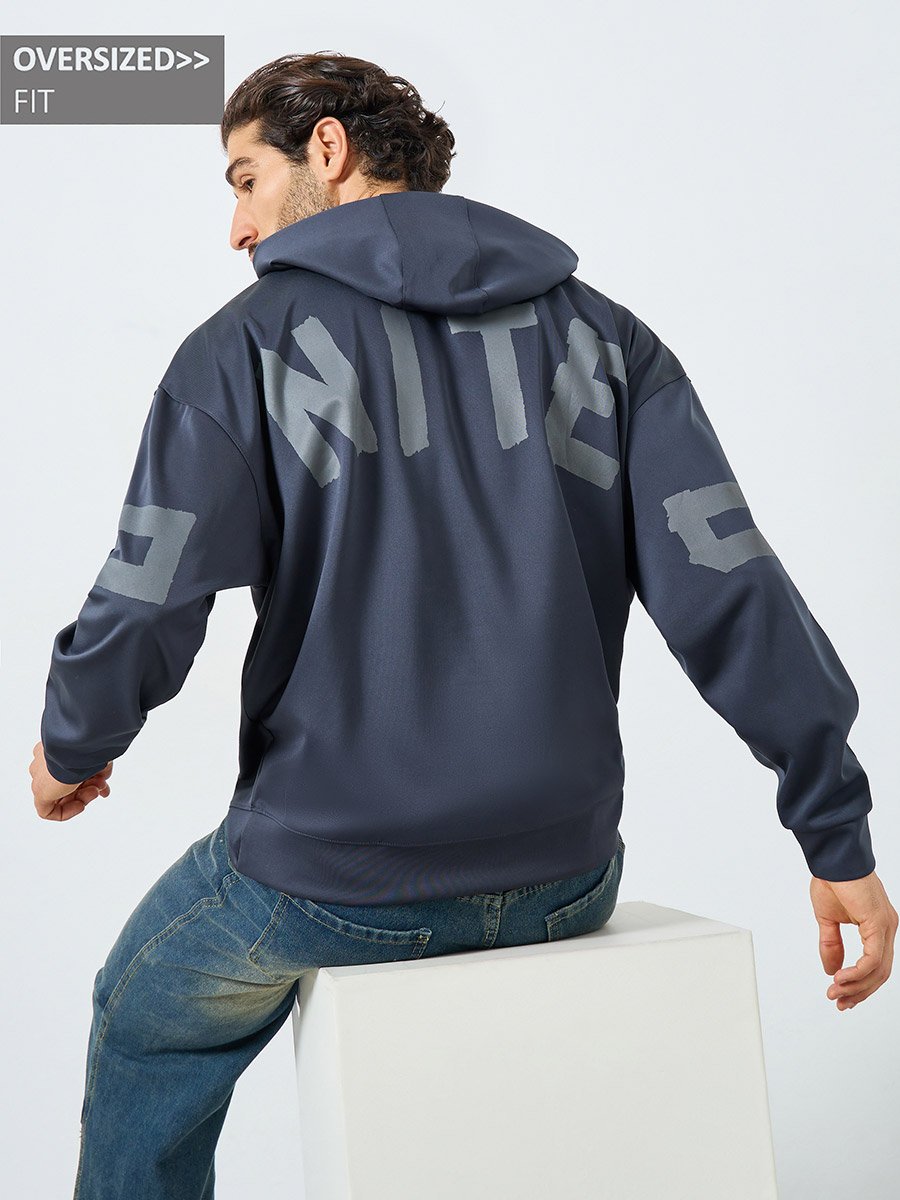 Oversized Front and Back Print Scuba Hoodie