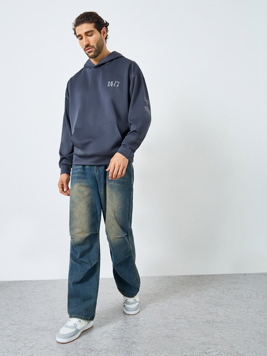 Oversized Front and Back Print Scuba Hoodie