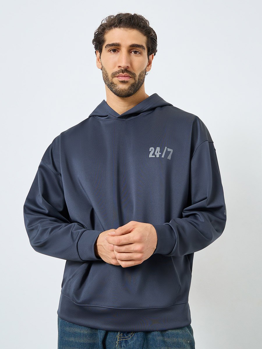 Oversized Front and Back Print Scuba Hoodie