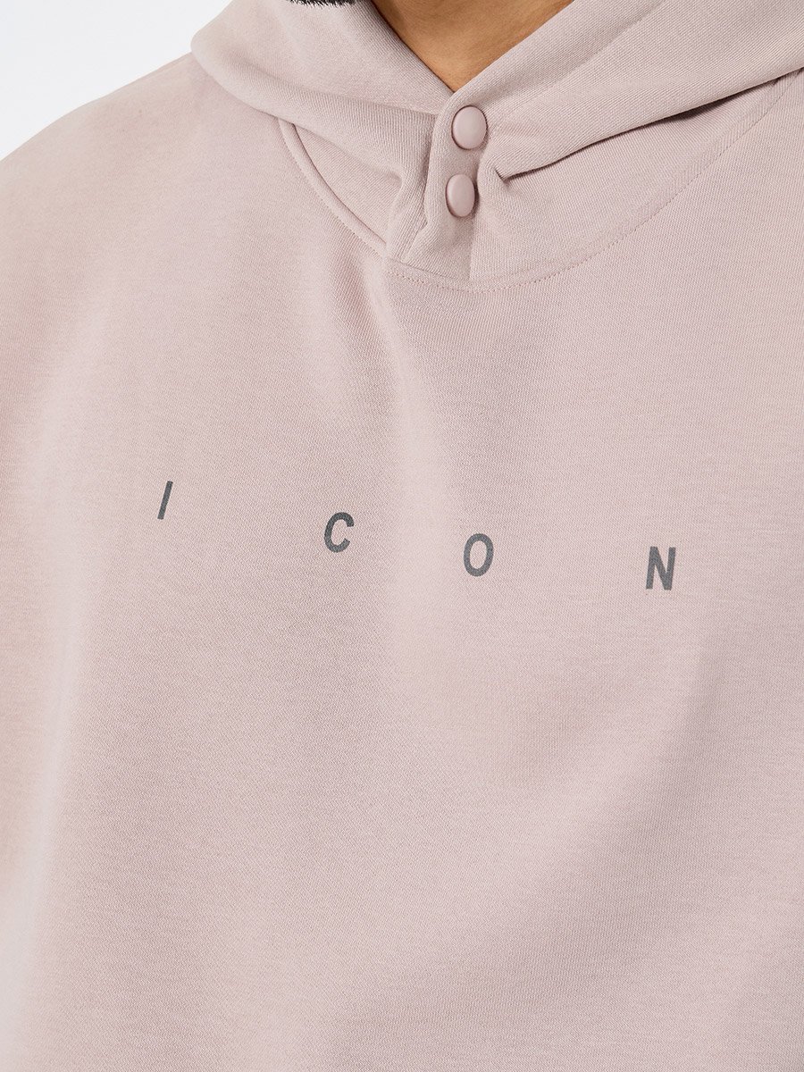 Men Pink Oversized Text Print Fleece Hoodie