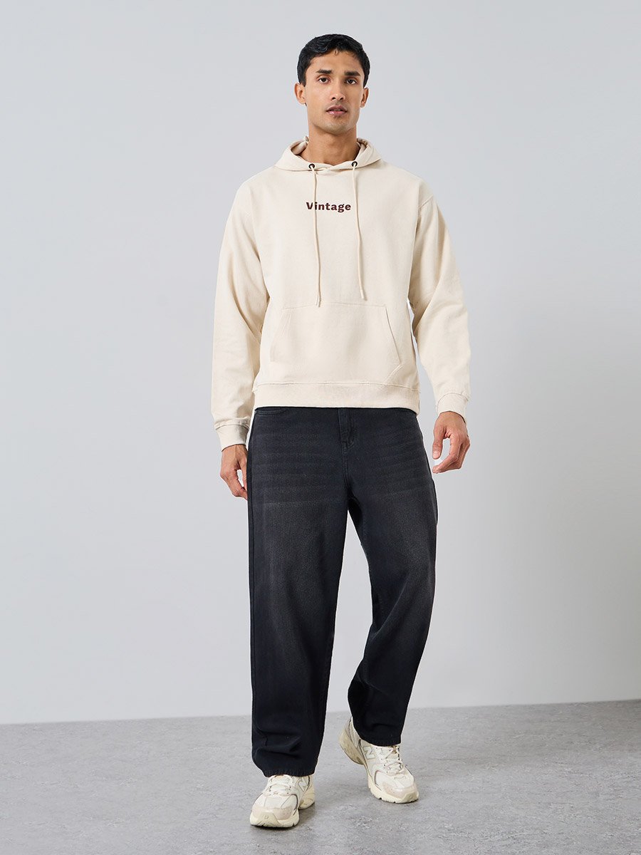 Eco-Earth Relaxed Fit Slogan Print Fleece Hoodie