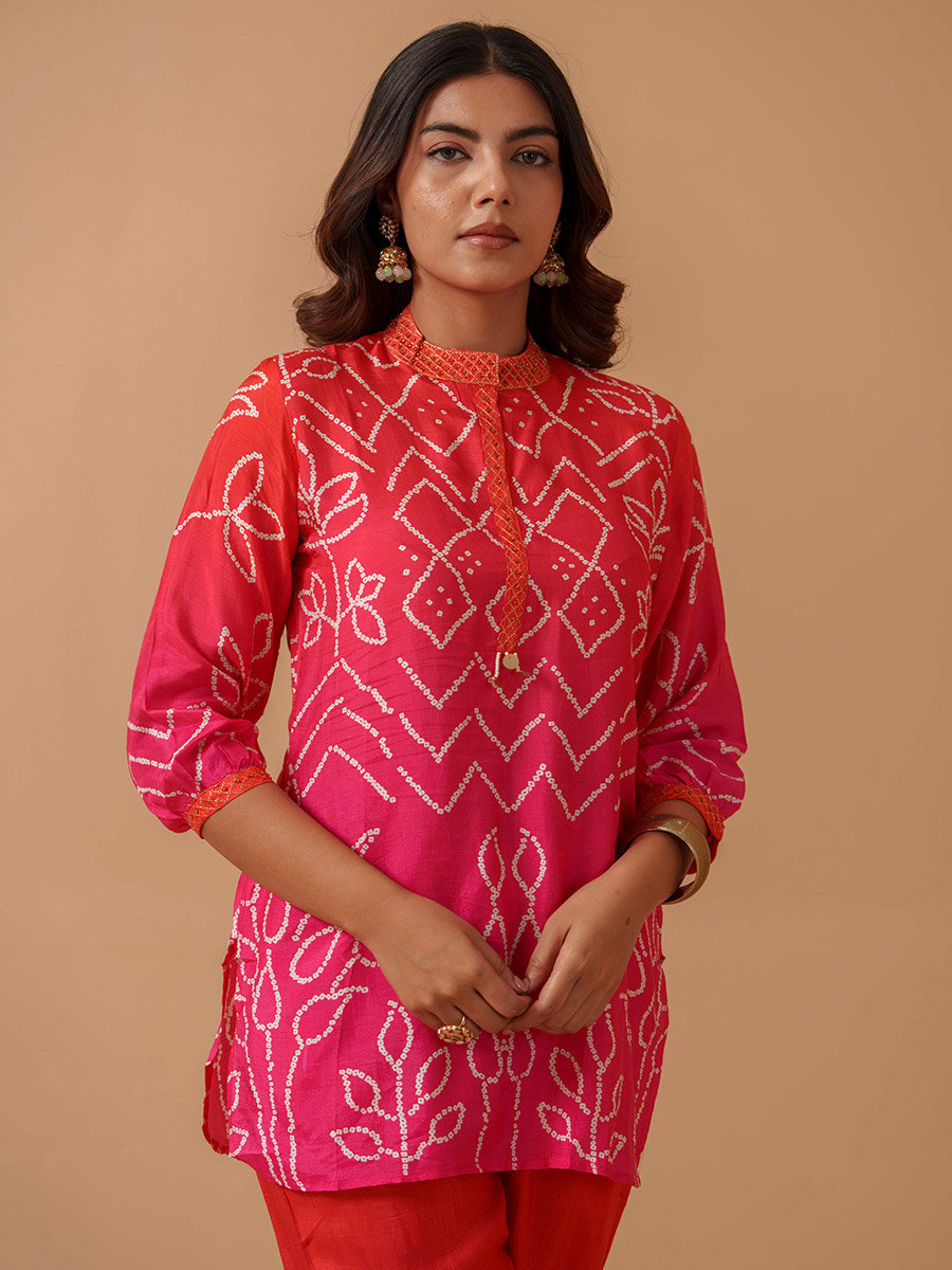 Embroidered Mandarin Collar Tunic and Trouser Co-Ords
