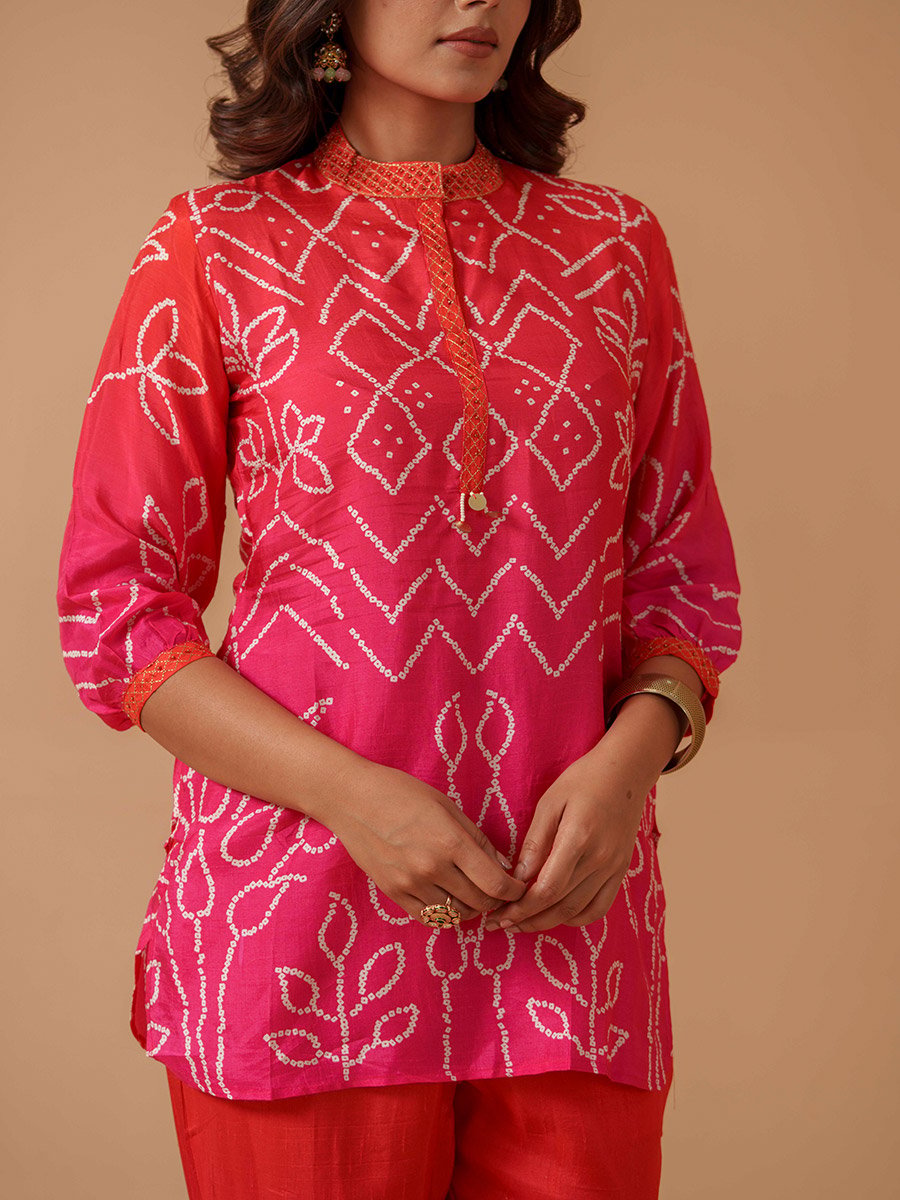 Embroidered Mandarin Collar Tunic and Trouser Co-Ords