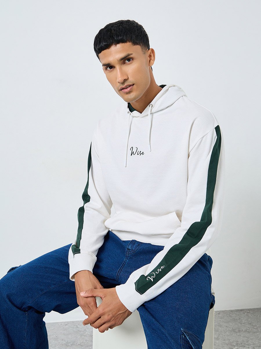 Men Eco Earth Relaxed Fit Cut and Sew Detail Hoodie