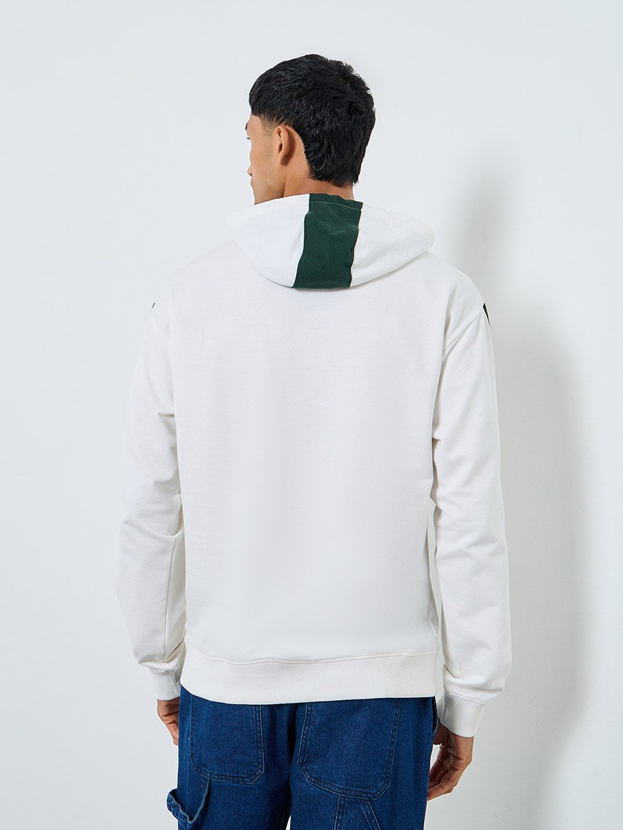 Men Eco Earth Relaxed Fit Cut and Sew Detail Hoodie
