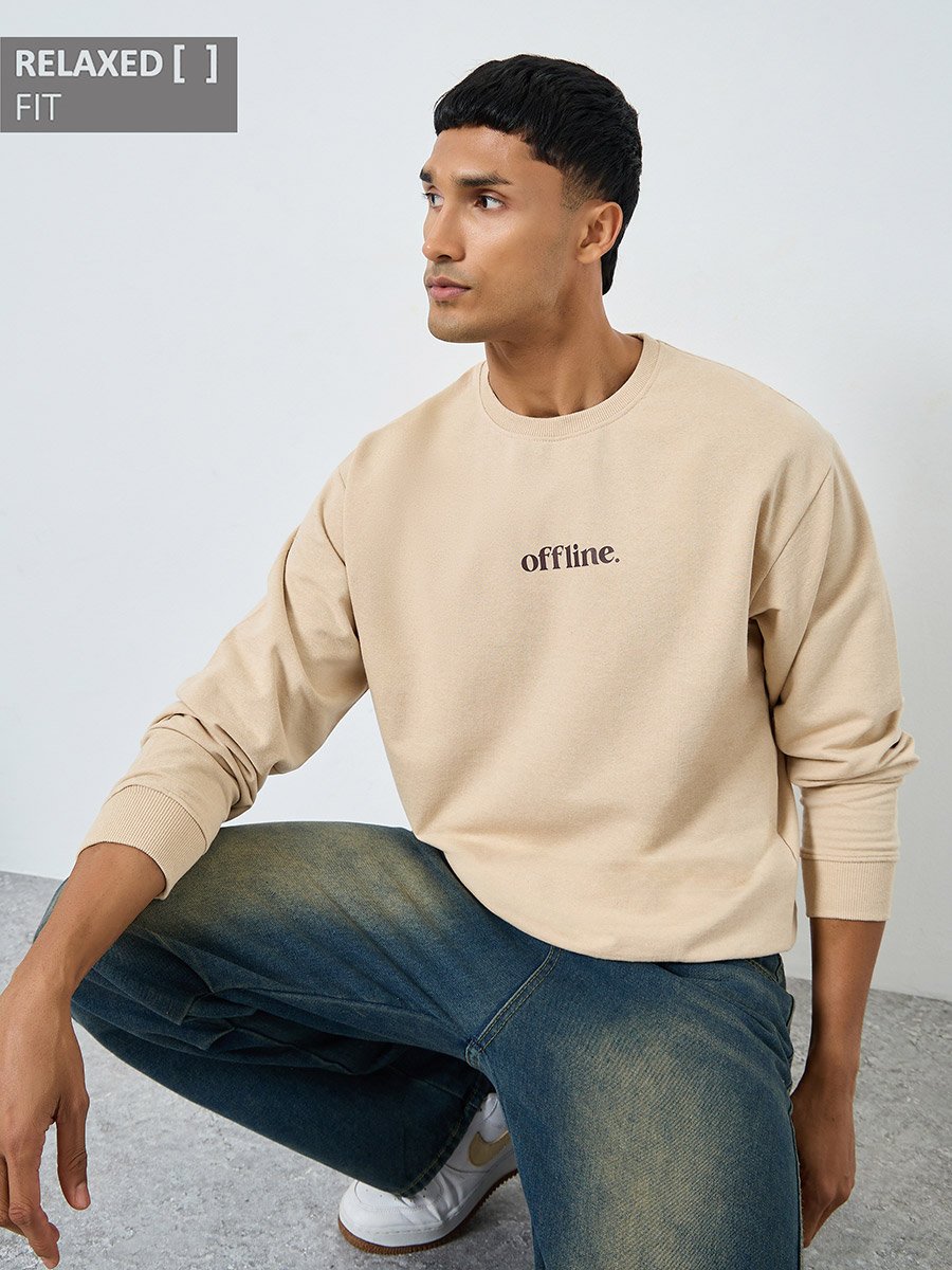 Men Off-White Slogan Print Relaxed Sweatshirt