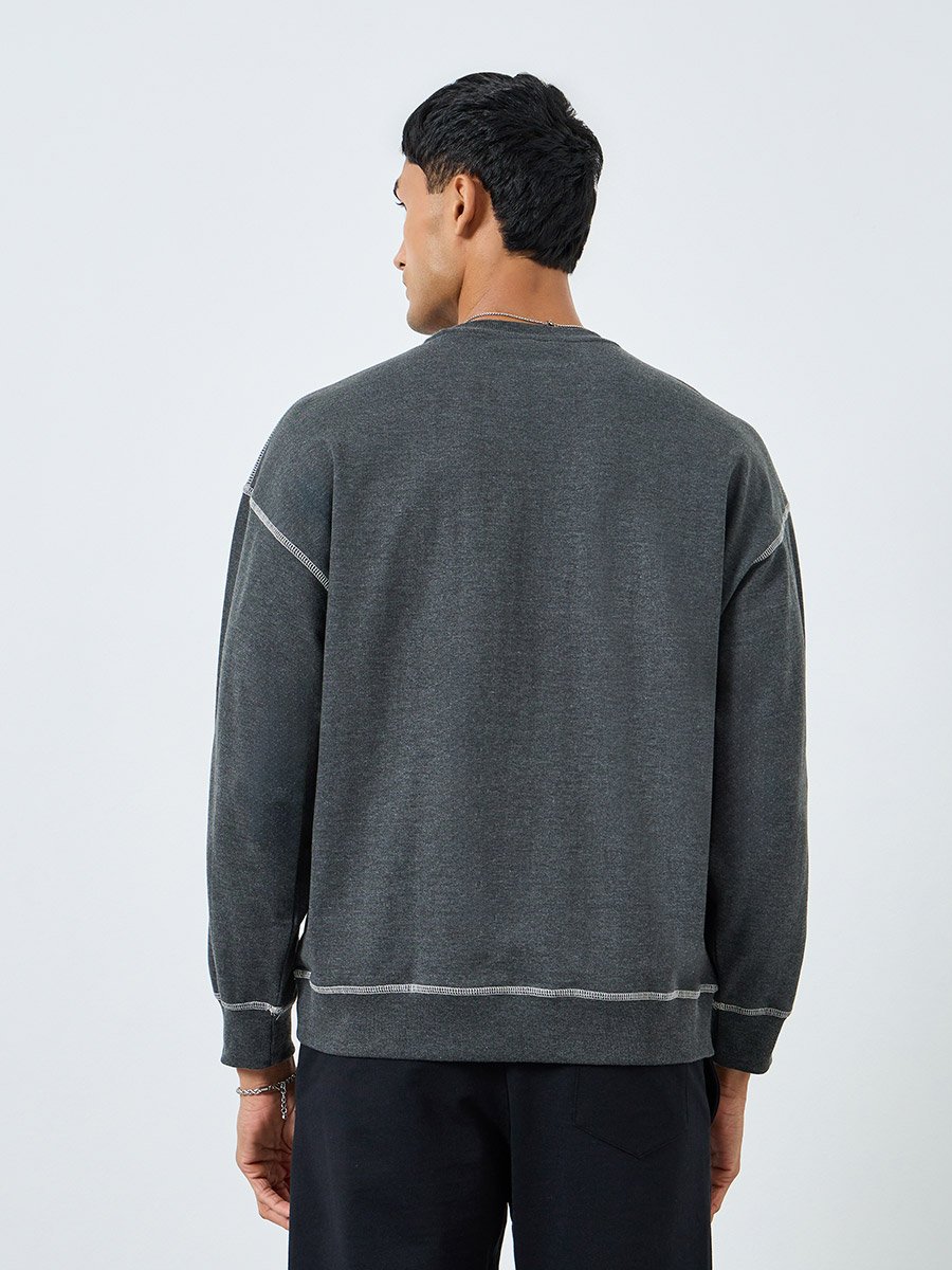 Men Charcoal Tokyo Print Sweatshirt