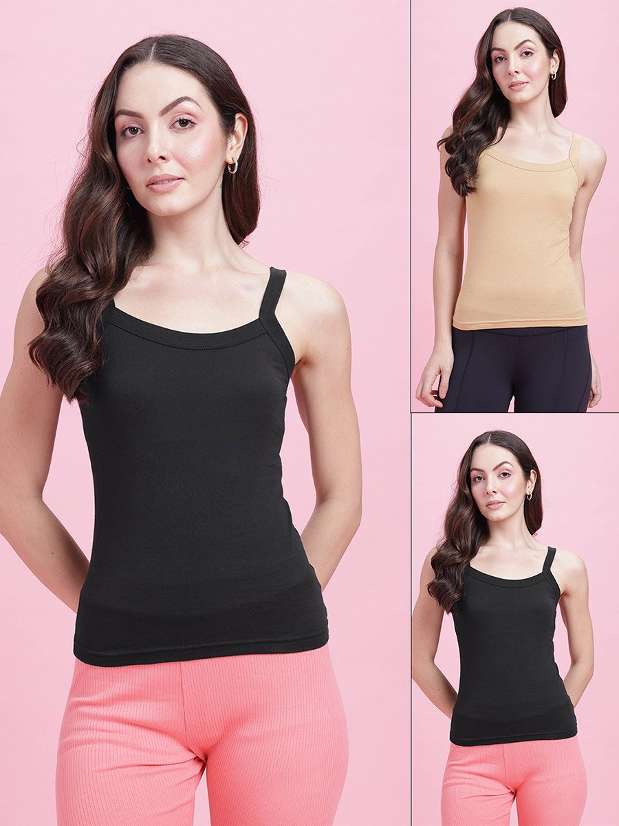 Pack of 2 - Solid Non Padded Cotton Camisole