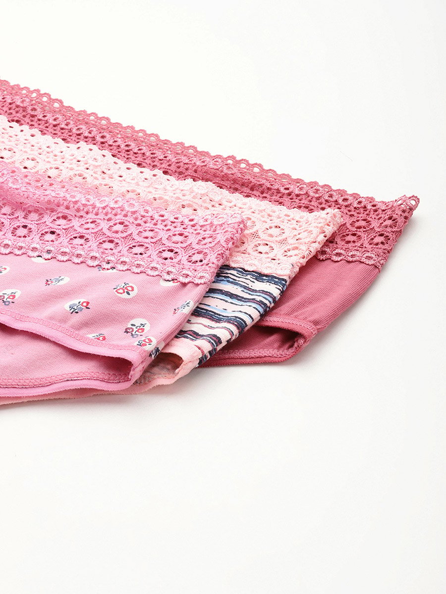 Pack of 3 - Printed Lace Waistband Bikini