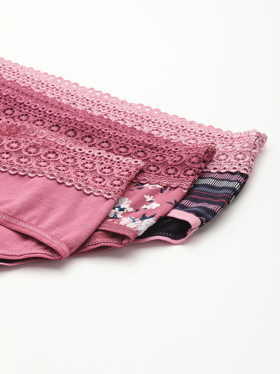 Pack of 3 - Printed Lace Waistband Bikini