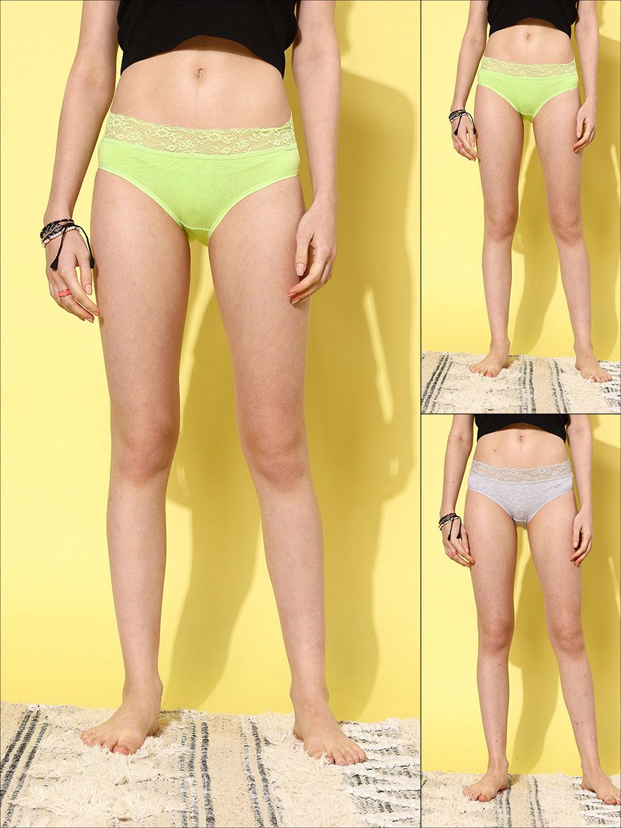 Pack of 2 - Lace Waistband Cotton Briefs