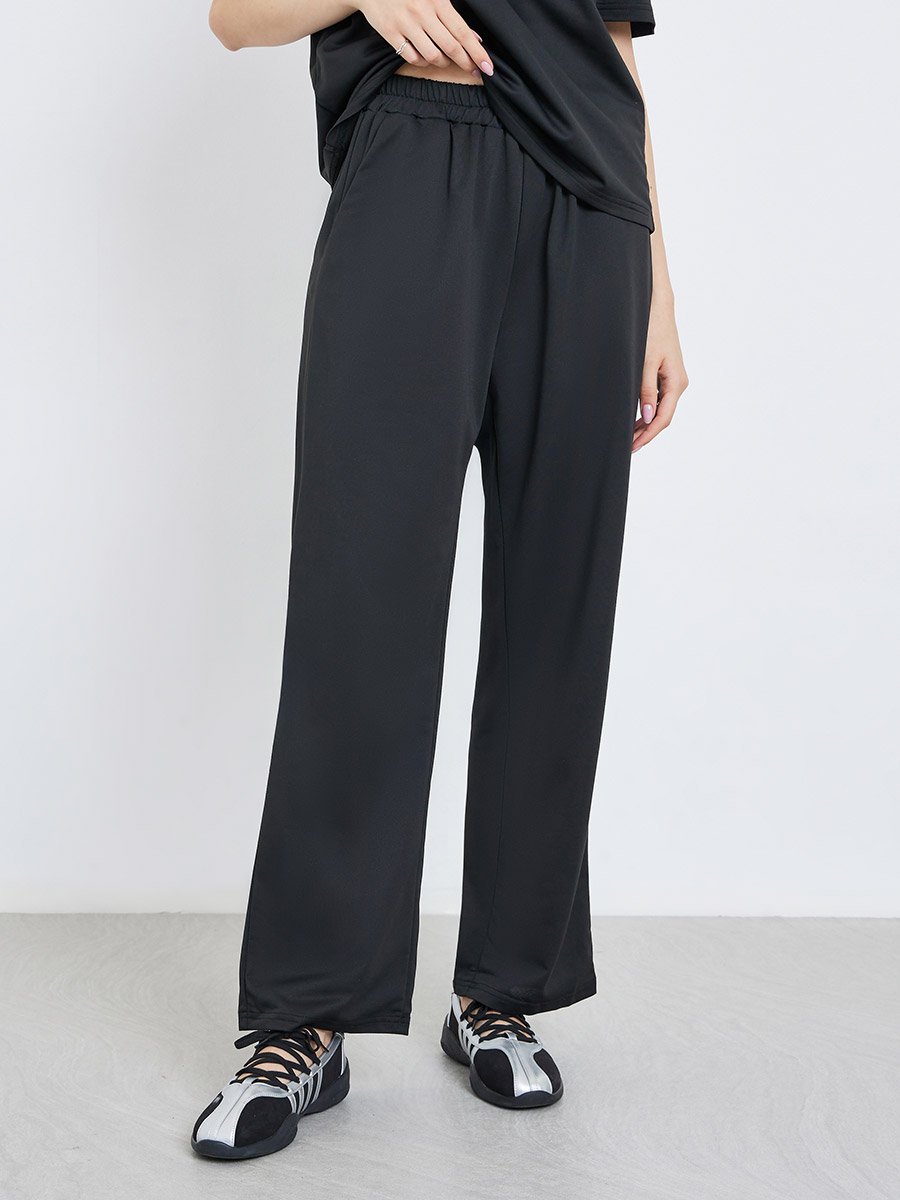 Black Solid T-Shirt and Joggers Co-Ords