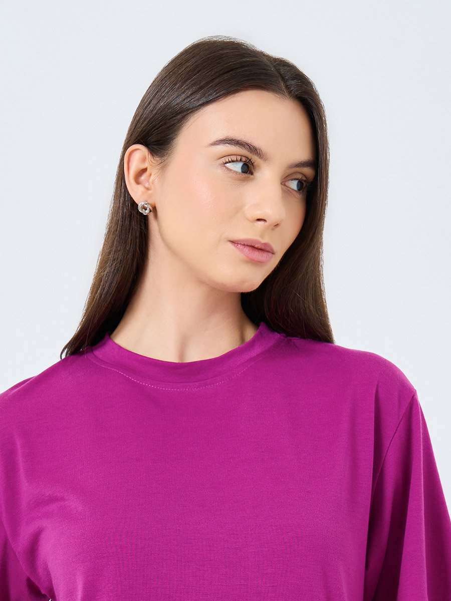 Solid Short Sleeve Top and Wide Leg Joggers Co-Ords
