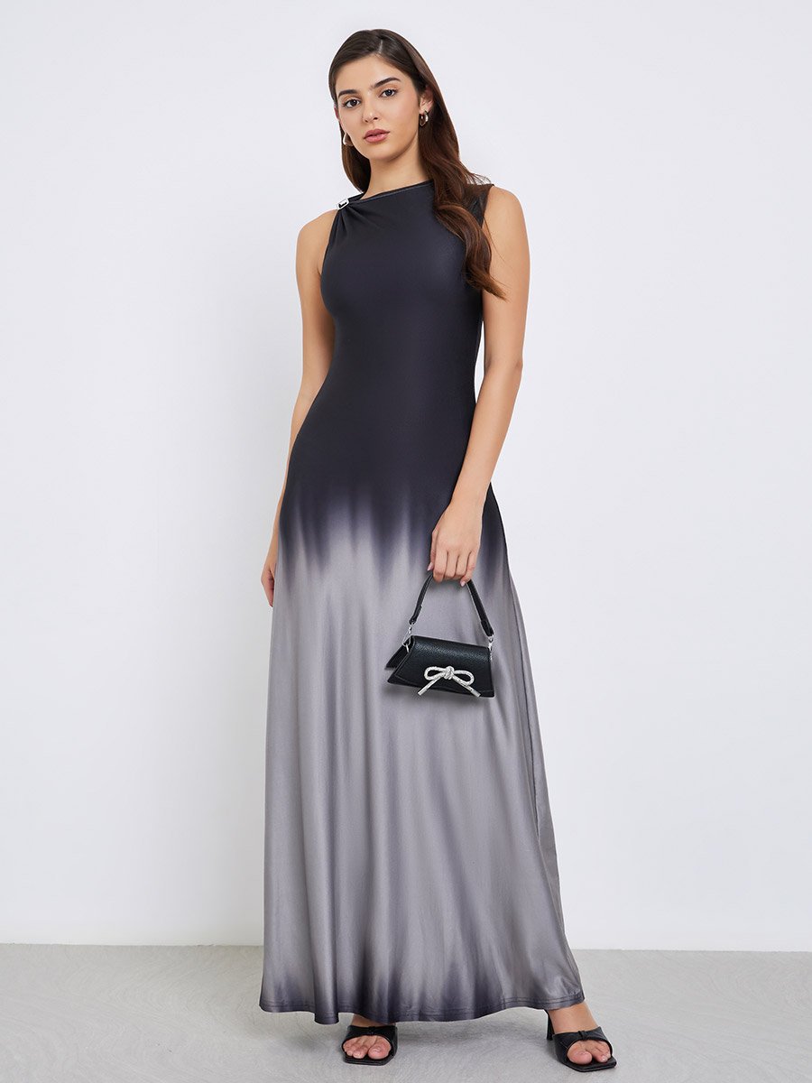 Amber Print Sleeveless A-Line Maxi Dress