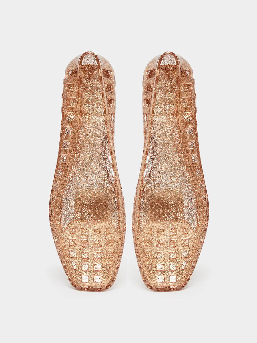 Jelly Glitter Detail Slip-On Shoes