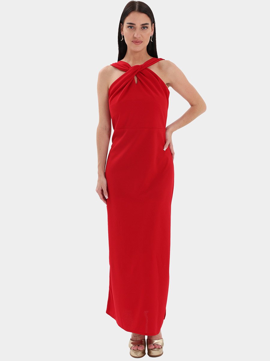 Red Sleeveless Bodycon Maxi Dress