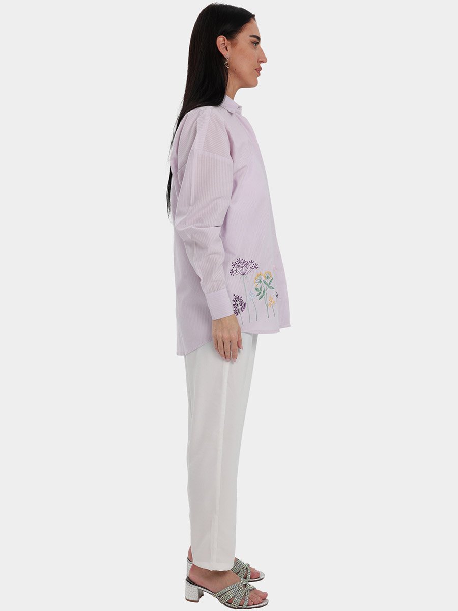 Placement Embroidered Shirt and Pant Modest Set