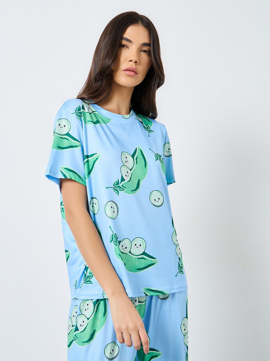 Pea Pod Graphic Print T-Shirt and Pyjama Set